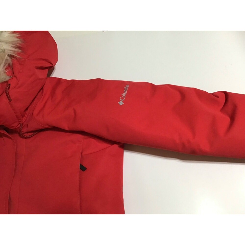 Columbia Coat Womens Med Omni Heat Mid length Full-zip Hooded Duck Down Red - Picture 15 of 16